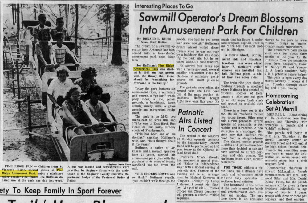 Pine Ridge Amusement Park - Jun 30 1963 Article (newer photo)